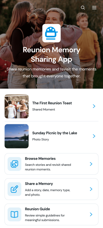 Reunion Memory Sharing App Template