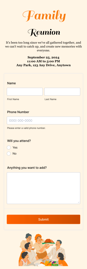Reunion RSVP App Template