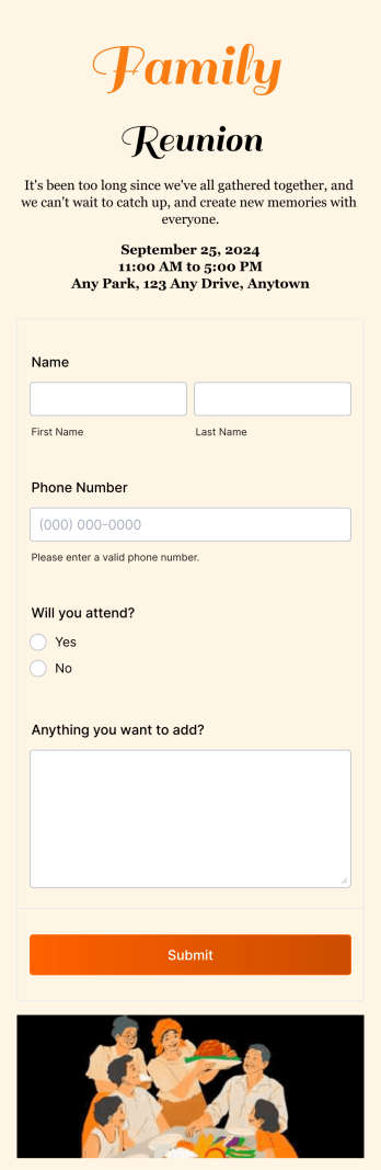 Reunion RSVP App Template