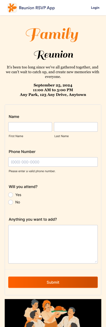 Reunion RSVP App Template