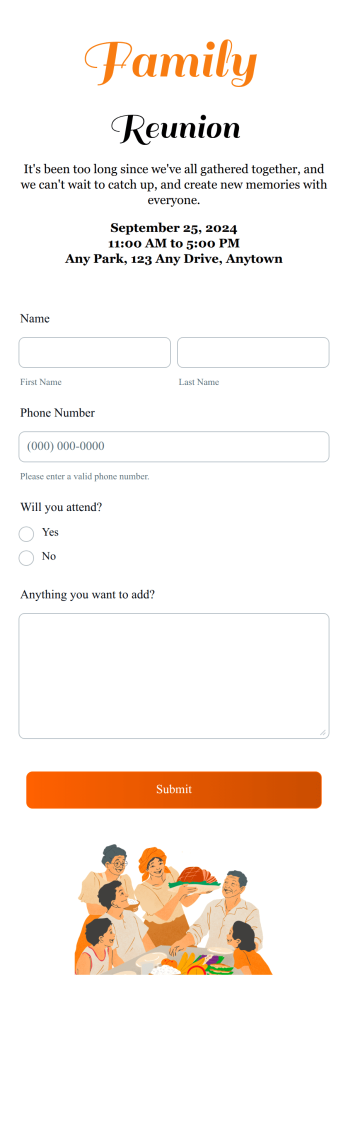 Reunion RSVP App Template