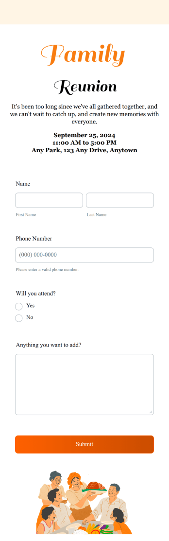 Reunion RSVP App Template