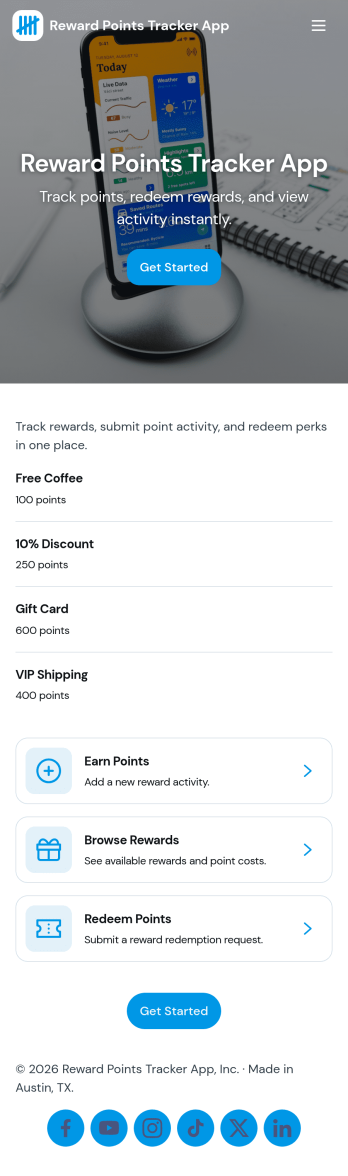 Reward Points Tracker App Template
