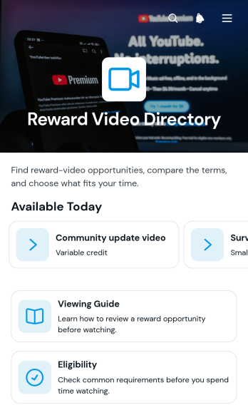 Reward Video Directory App Template