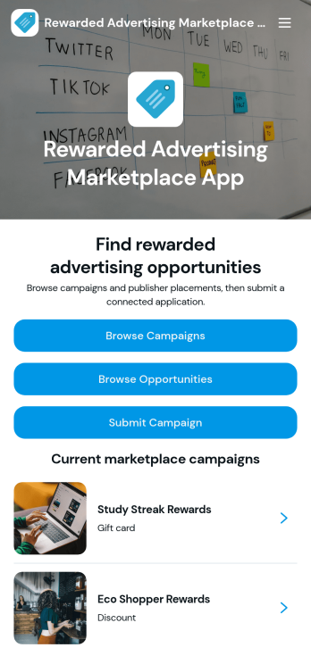 Rewarded Advertising Marketplace App Template