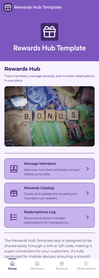 Rewards App Template