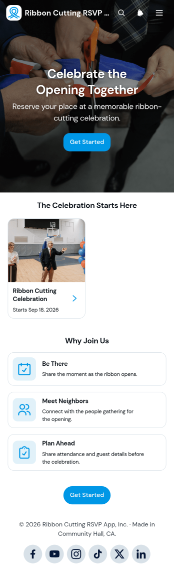 Ribbon Cutting RSVP App Template
