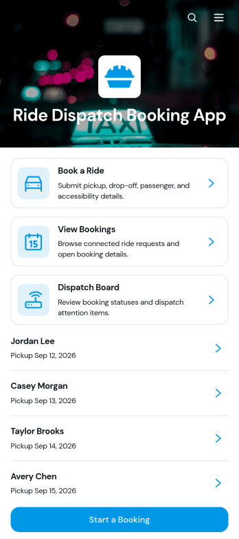 Ride Dispatch Booking App Template