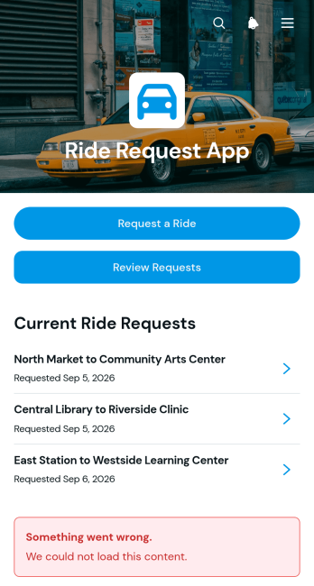 Ride Request App Template