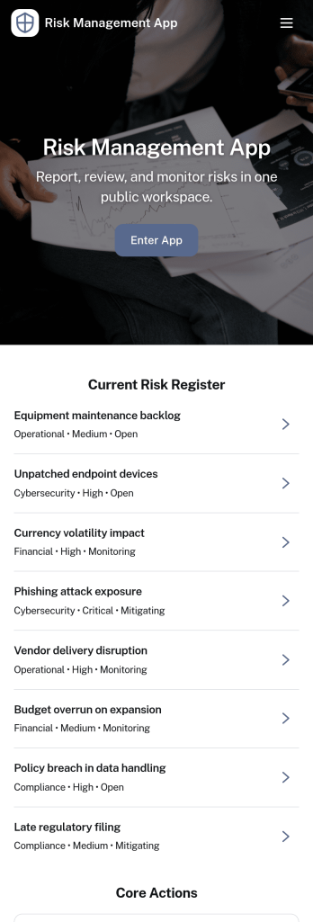 Risk Management App Template