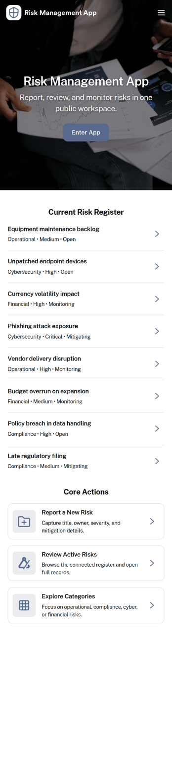 Risk Management App Template