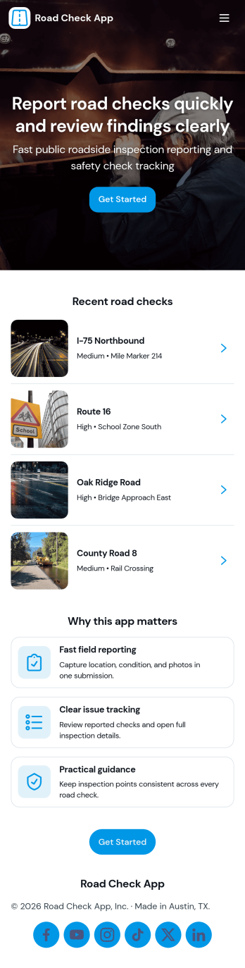 Road Check App Template