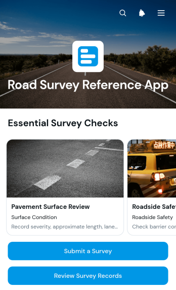 Road Survey Reference App Template