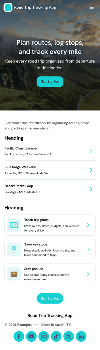 Road Trip Tracking App Template