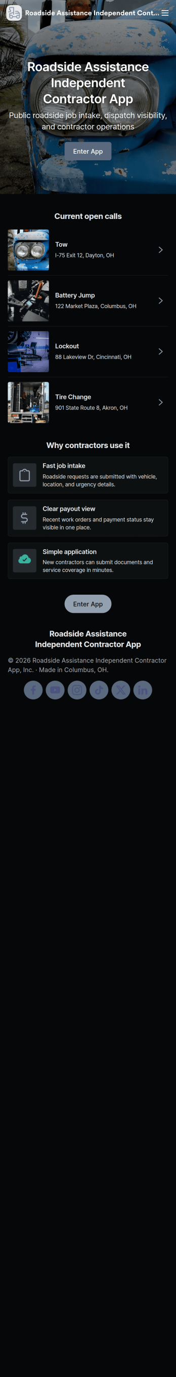 Roadside Assistance Independent Contractor App Template