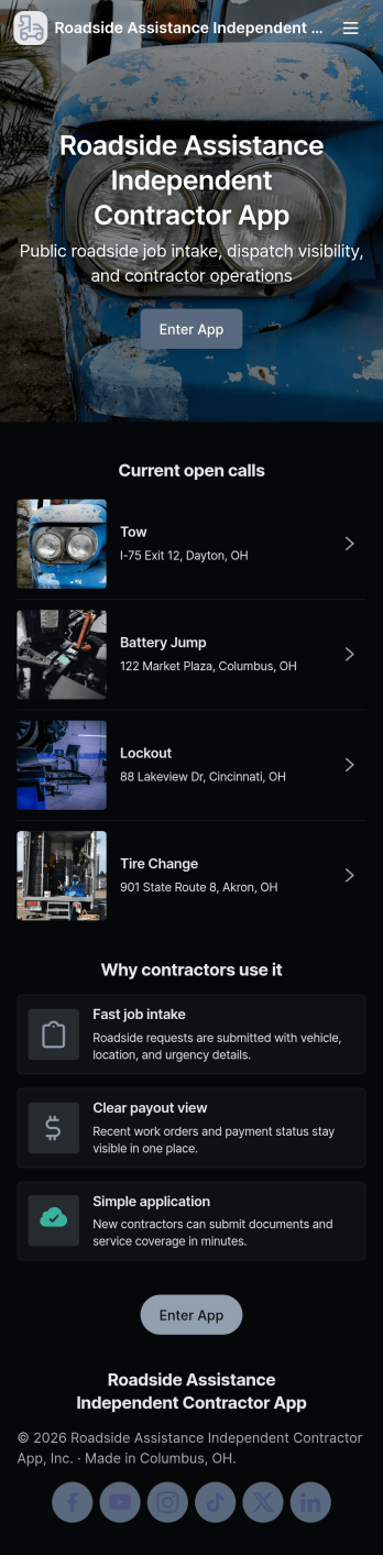 Roadside Assistance Independent Contractor App Template