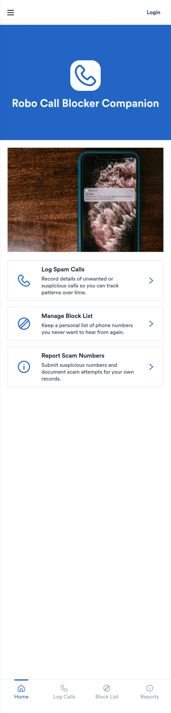 Robo Call Blocker Companion App Template