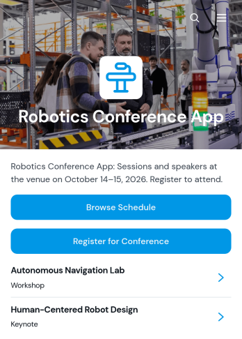 Robotics Conference App Template
