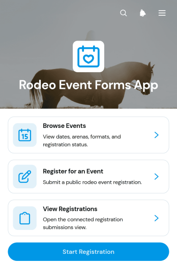 Rodeo Event Forms App Template