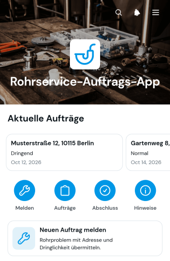 Rohrservice-Auftrags-App