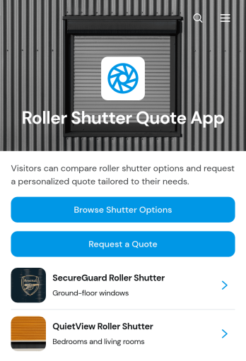 Roller Shutter Quote App Template