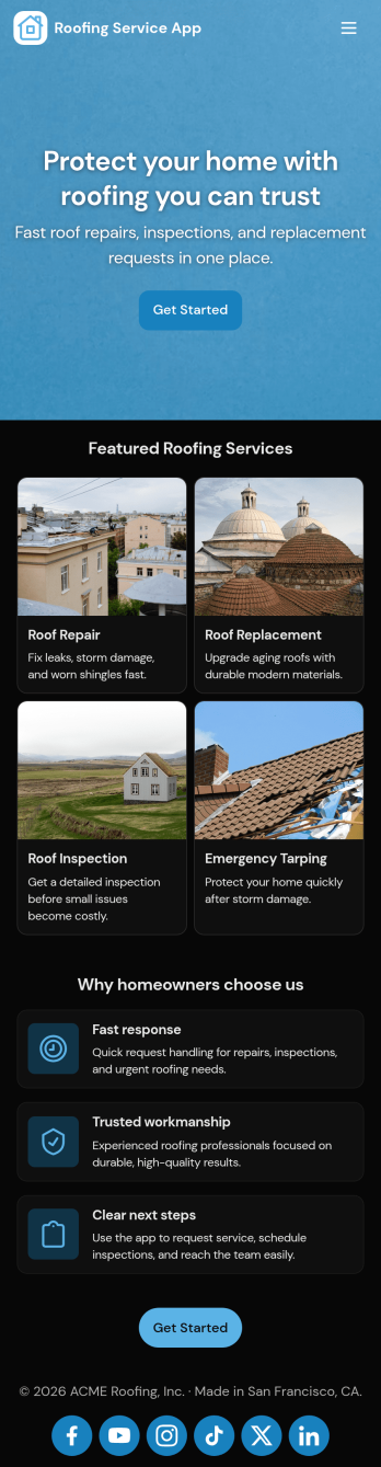 Roofing Service App Template