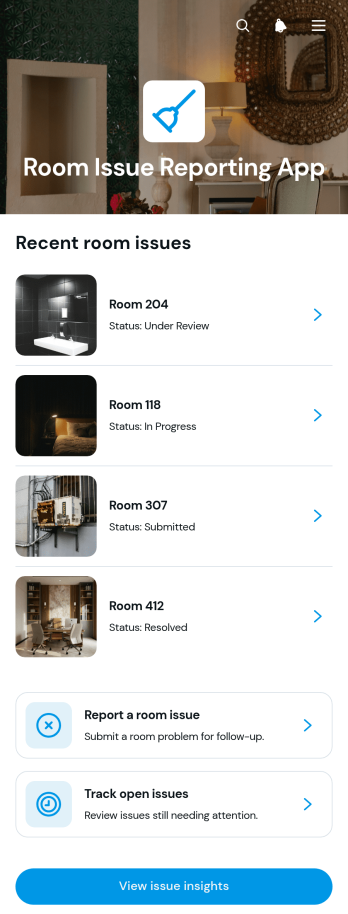 Room Issue Reporting App Template