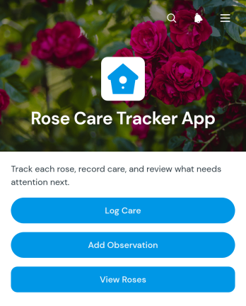 Rose Care Tracker App Template