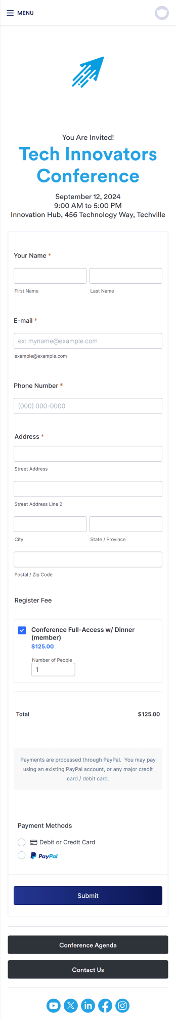 RSVP and Payment App Template