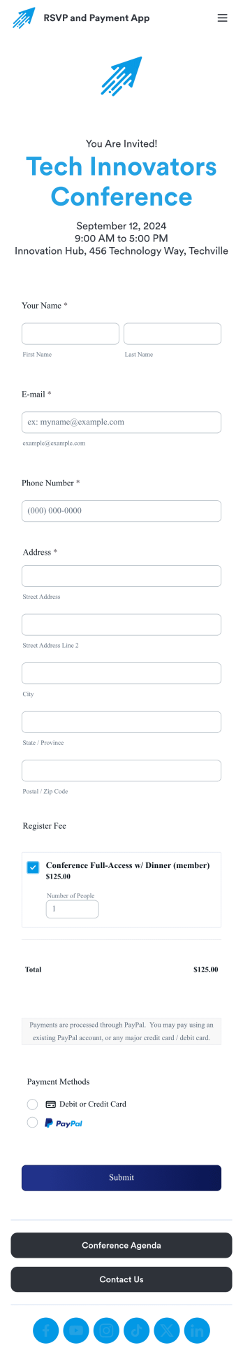 RSVP and Payment App Template