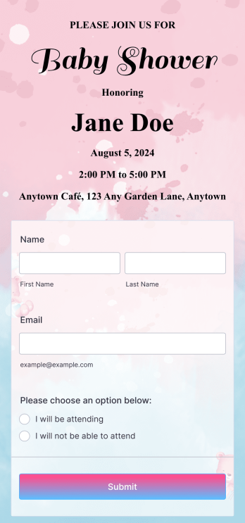 RSVP App for Babyshower Template