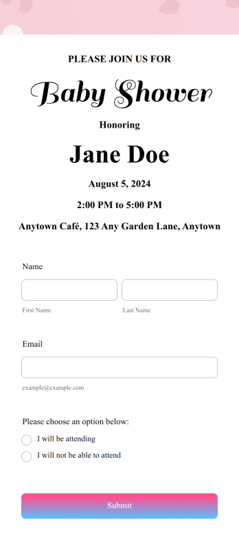 RSVP App for Babyshower