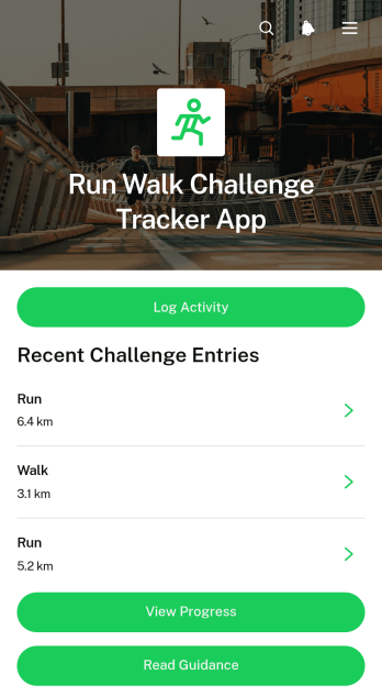 Run Walk Challenge Tracker App Template