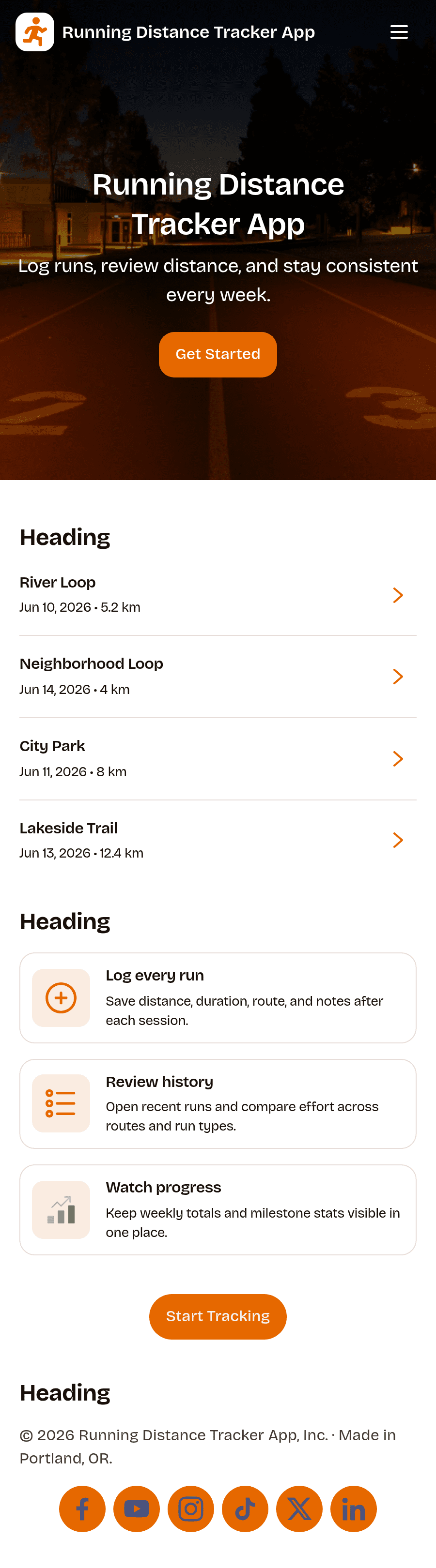 Running Distance Tracker App Template | Jotform