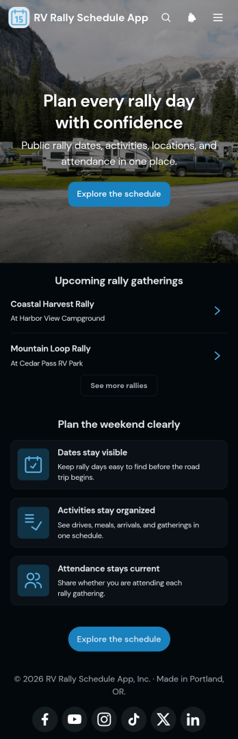 RV Rally Schedule App Template