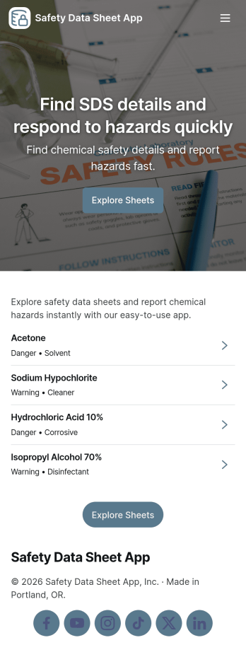 Safety Data Sheet App Template