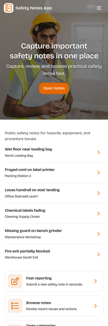 Safety Notes App Template