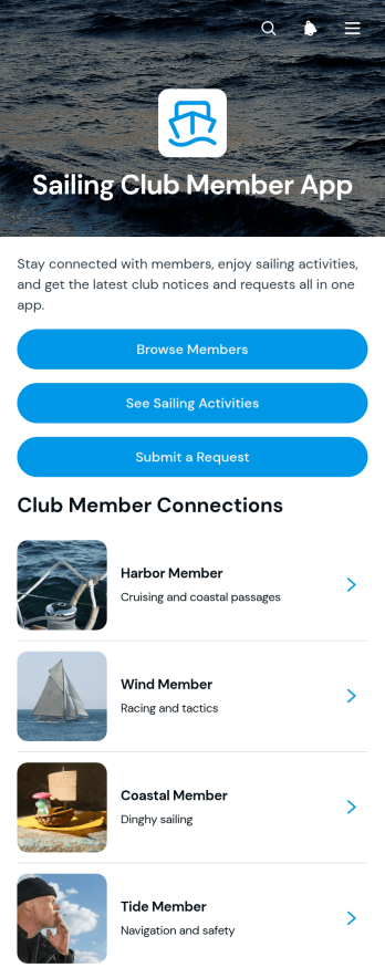 Sailing Club Member App Template
