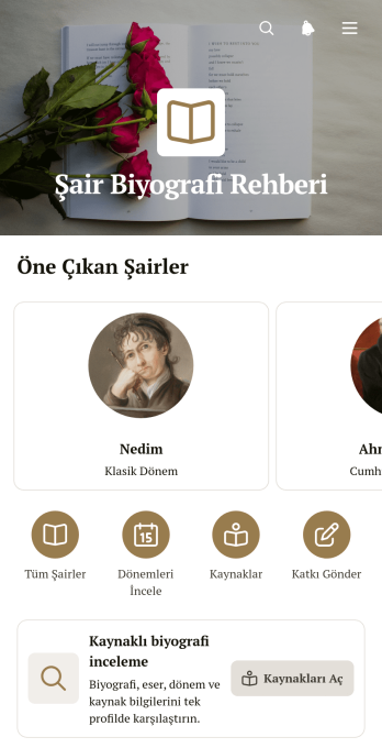 Şair Biyografisi Rehber Uygulama Șablonu