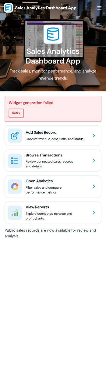 Sales Analytics Dashboard App Template