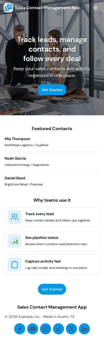 Sales Contact Management App Template