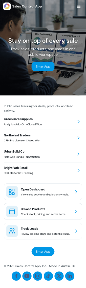 Sales Control App Template