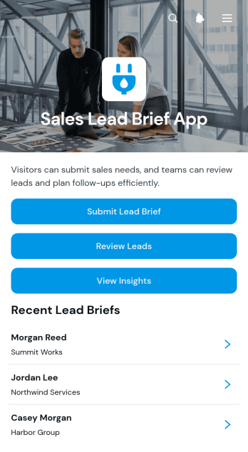 Sales Lead Brief App Template