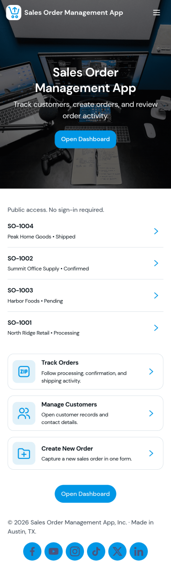 Sales Order Management App Template