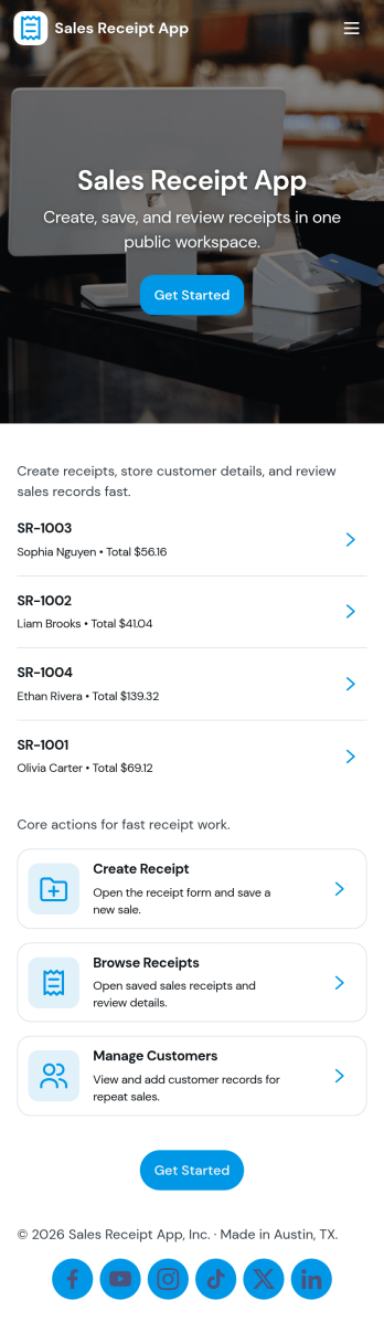 Sales Receipt App Template
