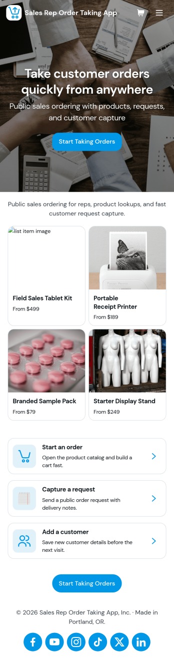 Sales Rep Order Taking App Template