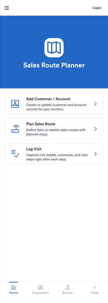 Sales Route Planner App Template