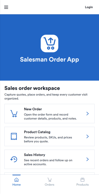 Salesman Order App Template