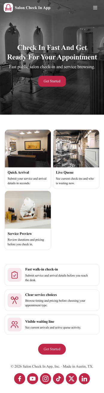 Salon Check in App Template