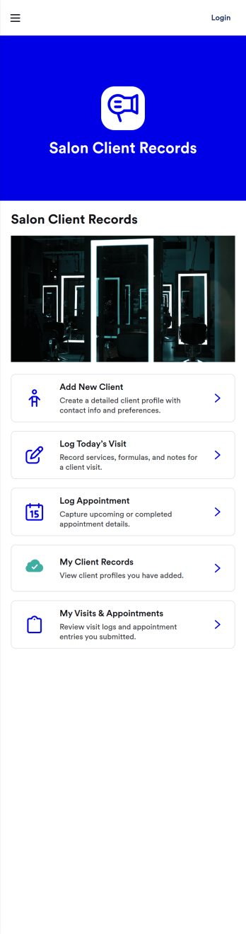 Salon Client Records App Template